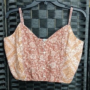 American Eagle Boho Floral Crop Top Womens SZ L